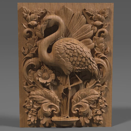 Flamingo 3D Relief: Tropical Bird CNC Carving (STL File)