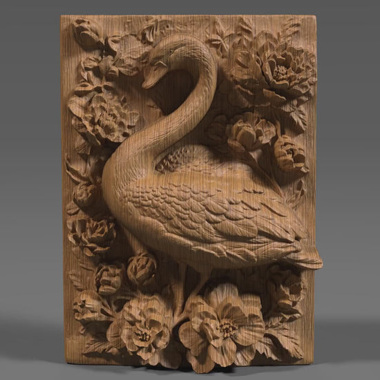 Tropical Swan Bas-Relief STL: Floral Wall Art for CNC, Laser, 3D Print (Digital Download