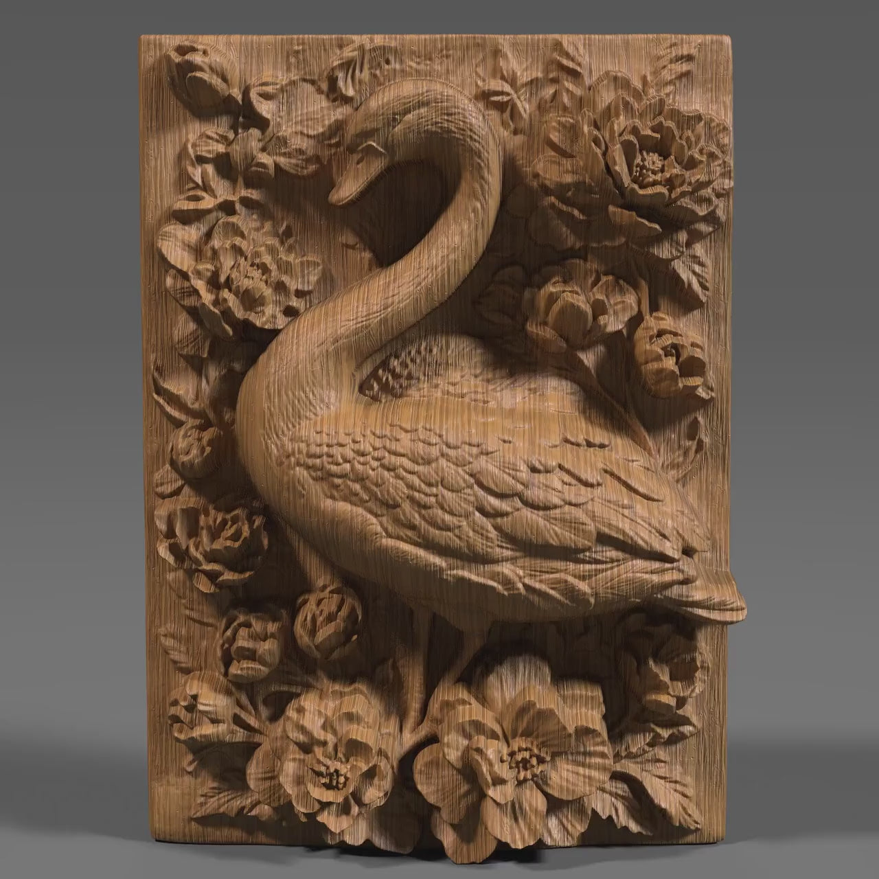 Tropical Swan Bas-Relief STL: Floral Wall Art for CNC, Laser, 3D Print (Digital Download