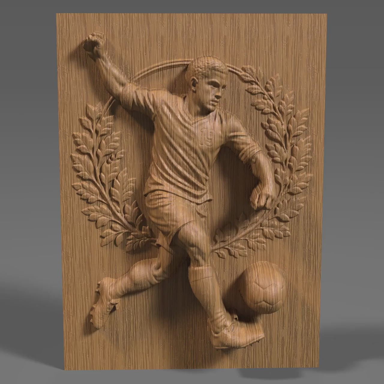 Soccer Player Bas Relief 3D STL File: CNC Wood Carving (Digital Download)