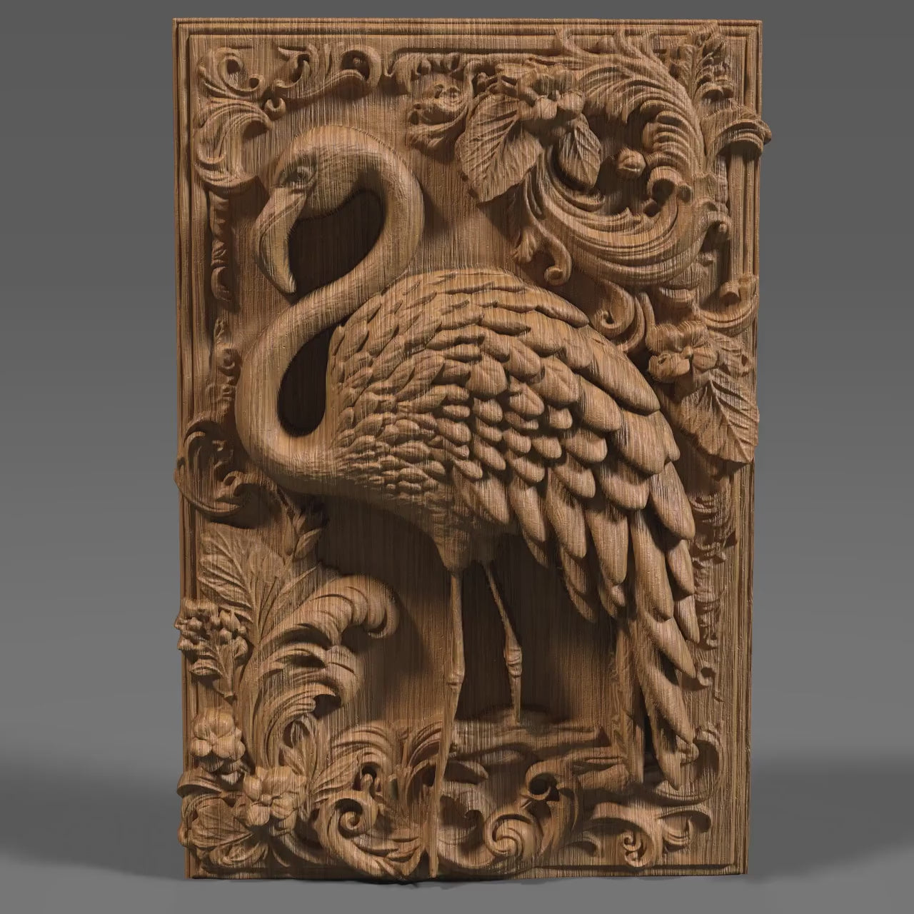 Flamingo 3D Relief: Tropical Bird CNC Carving (Digital Download)