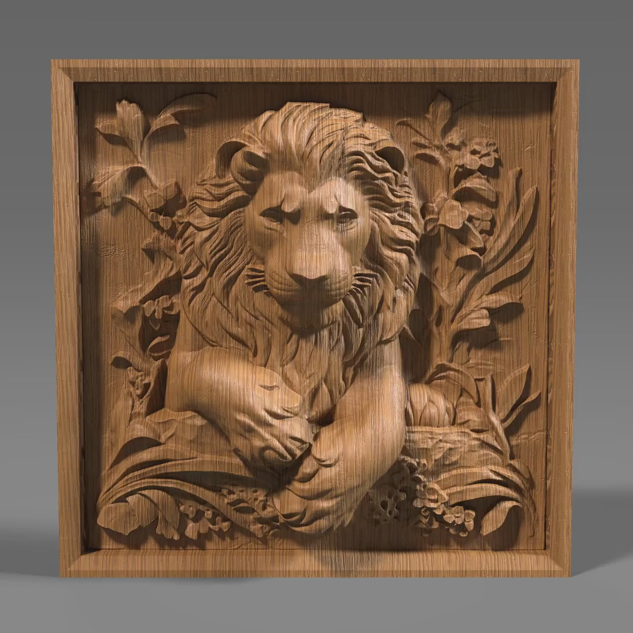 Lion Head 3D Relief Model: CNC Carving, Laser Engraving (STL File)