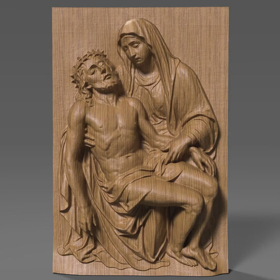 Pieta 3D Relief Model | Mary and Jesus, Christian Carving (Digital Download)