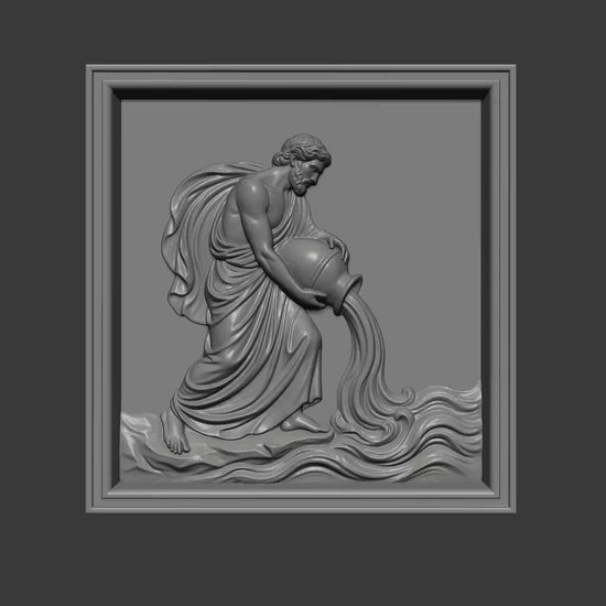 Aquarius Water Bearer 3D Relief Model | Zodiac Astrology Wall Art (Digital Download)