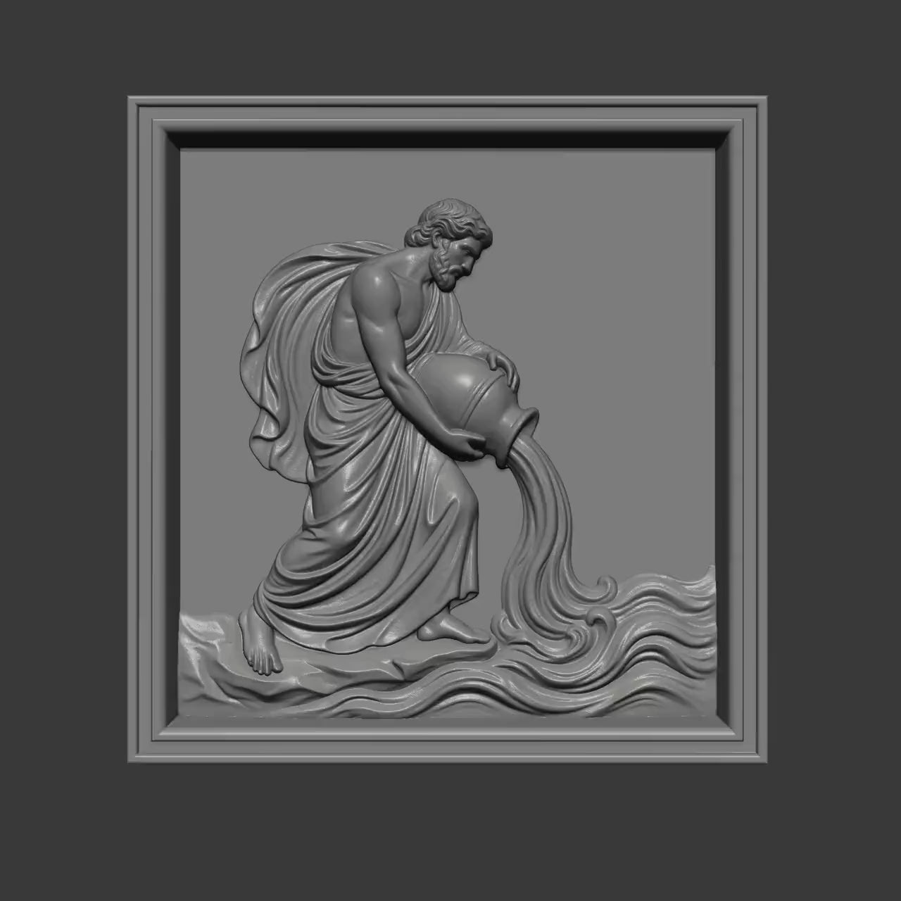 Aquarius Water Bearer 3D Relief Model | Zodiac Astrology Wall Art (Digital Download)