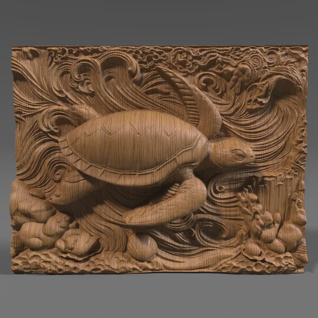 Sea Turtle 3D Relief Model STL File: CNC Carving, Laser Engraving (Digital Download)
