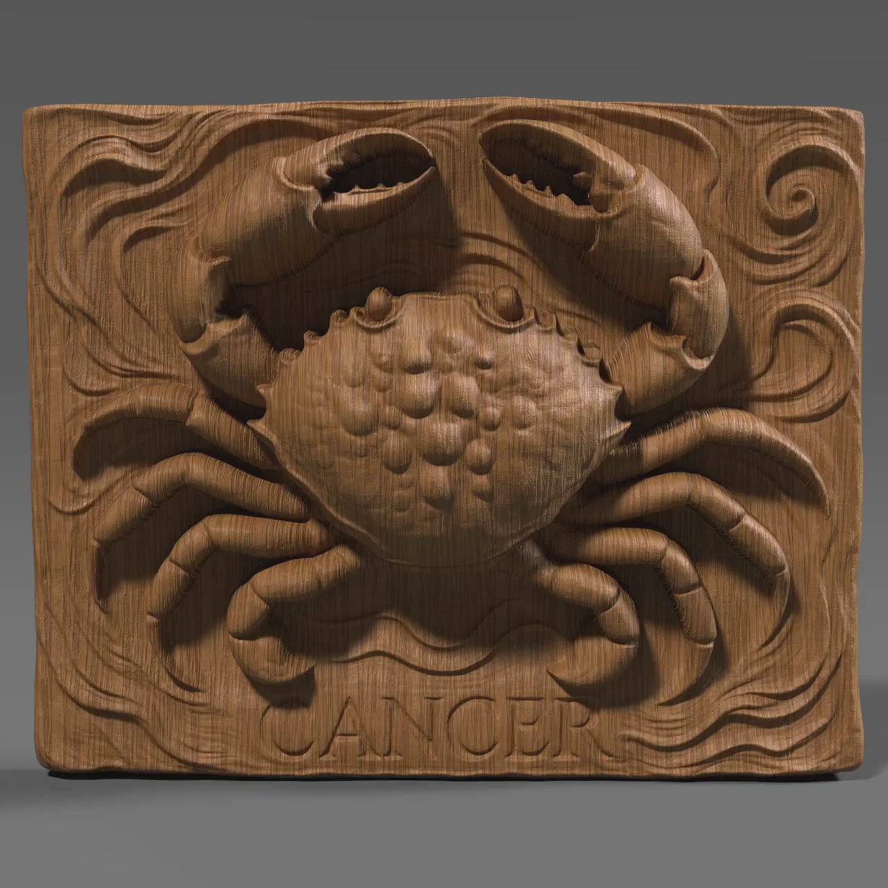 Cancer Zodiac 3D Relief STL | Crab Horoscope, CNC & 3D Printing (Digital File Download)