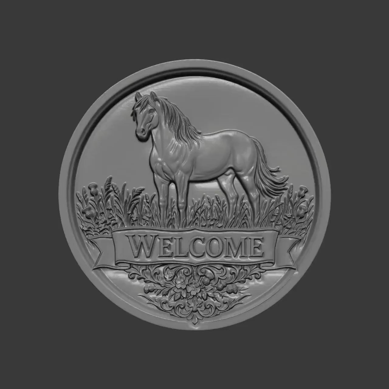 Horse Welcome Sign 3D STL Model | Rustic Farmhouse Wall Art (Digital Download)