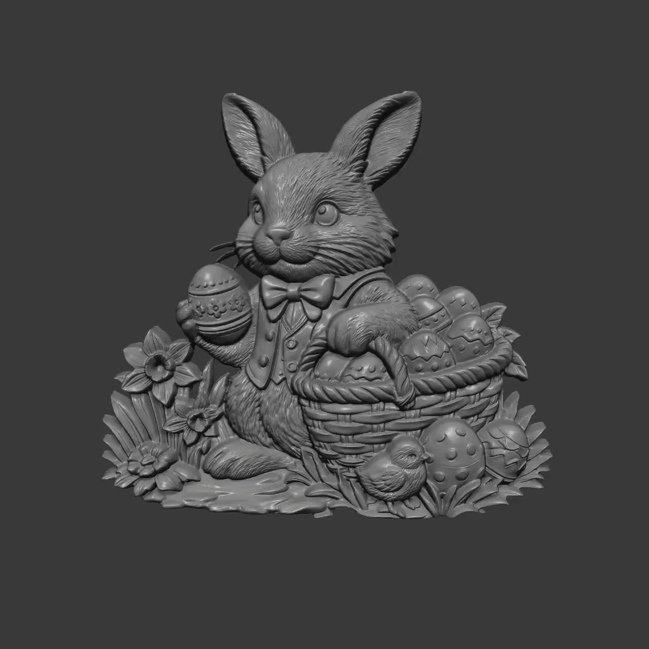 Easter Bunny 3D Relief STL| Spring Wall Art, CNC Carving (Digital Download)