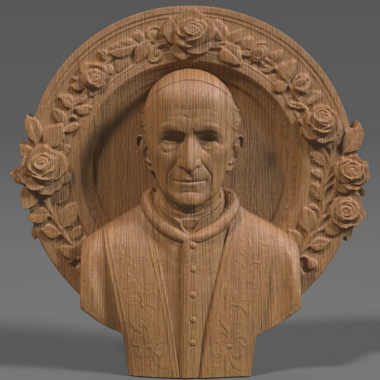 Pope Leo XIII Relief Sculpture 3D STL File: Catholic Church Wall Art (Digital Download)