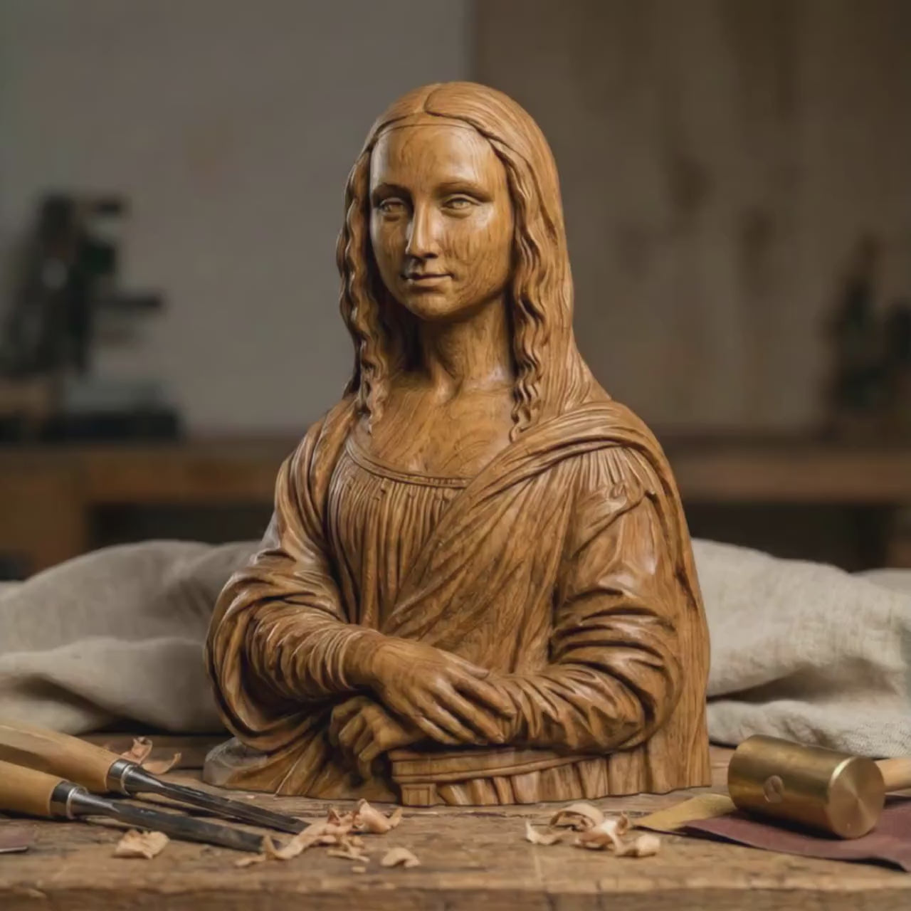 Mona Lisa Bust STL | Renaissance Sculpture for 3D Print, CNC ,Laser (Digital Download)