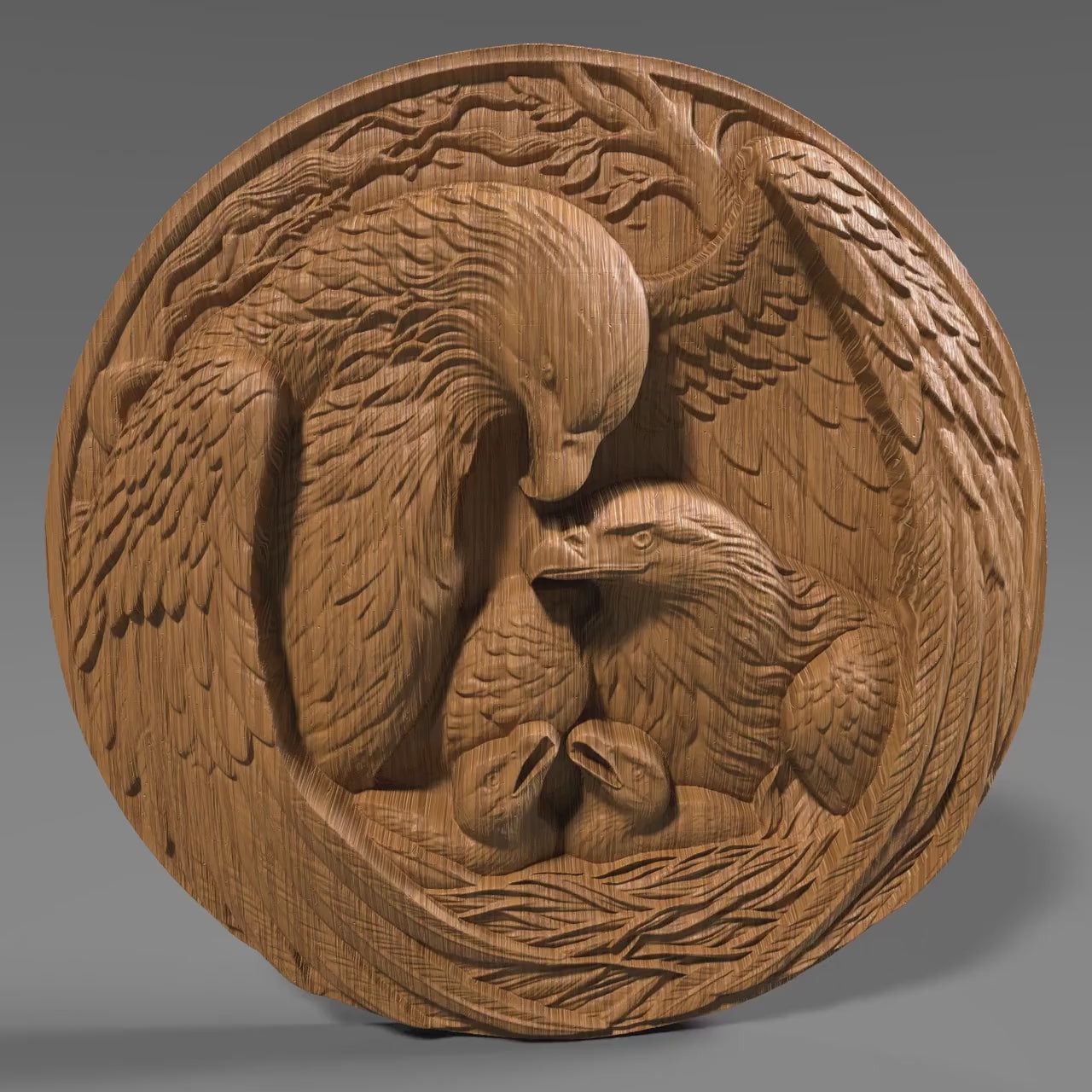 Eagle Family 3D Relief Model: CNC Carving, Laser Engraving (Digital Download)