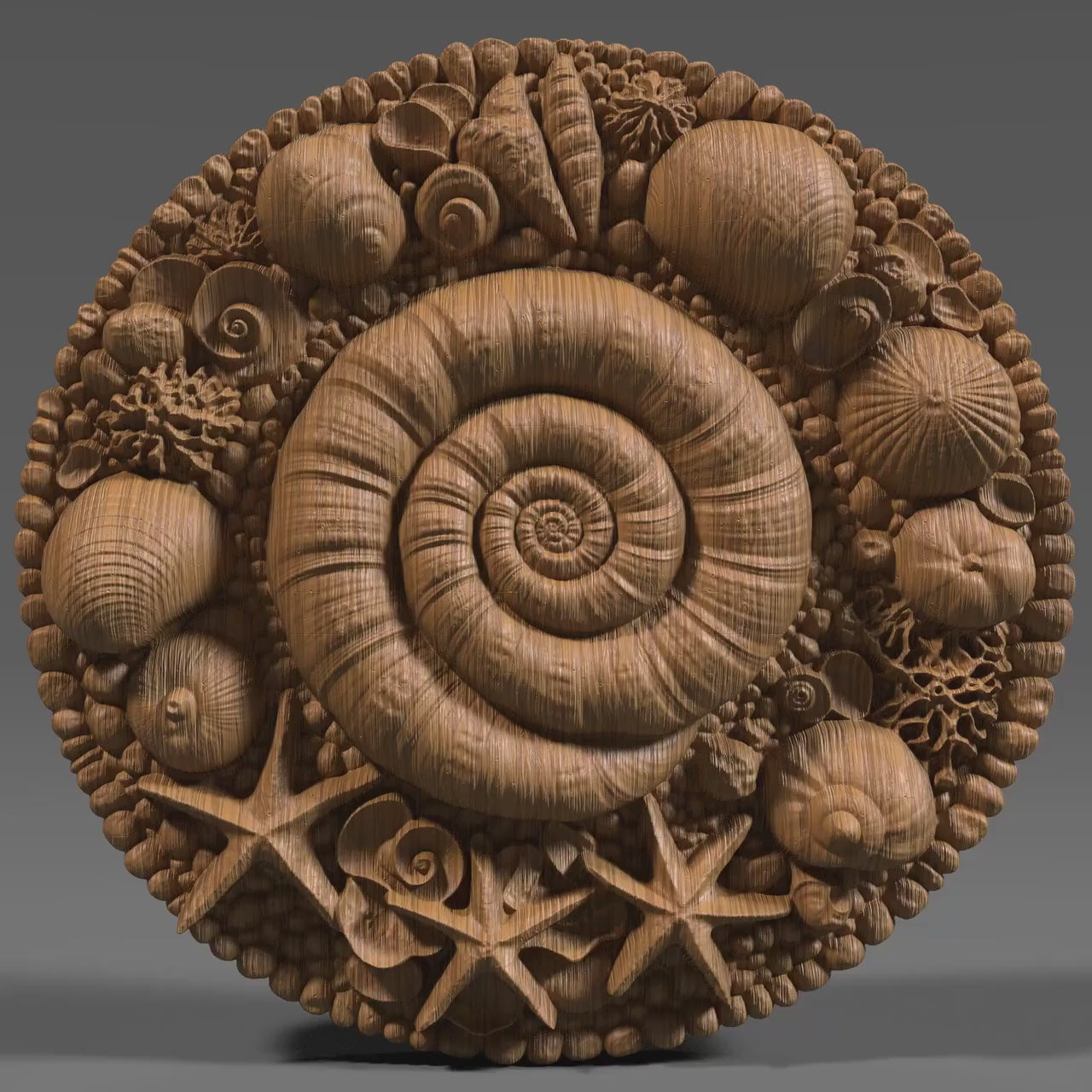 Seashell Mandala STL: Coastal CNC Carving, Laser Engraving, 3D Print