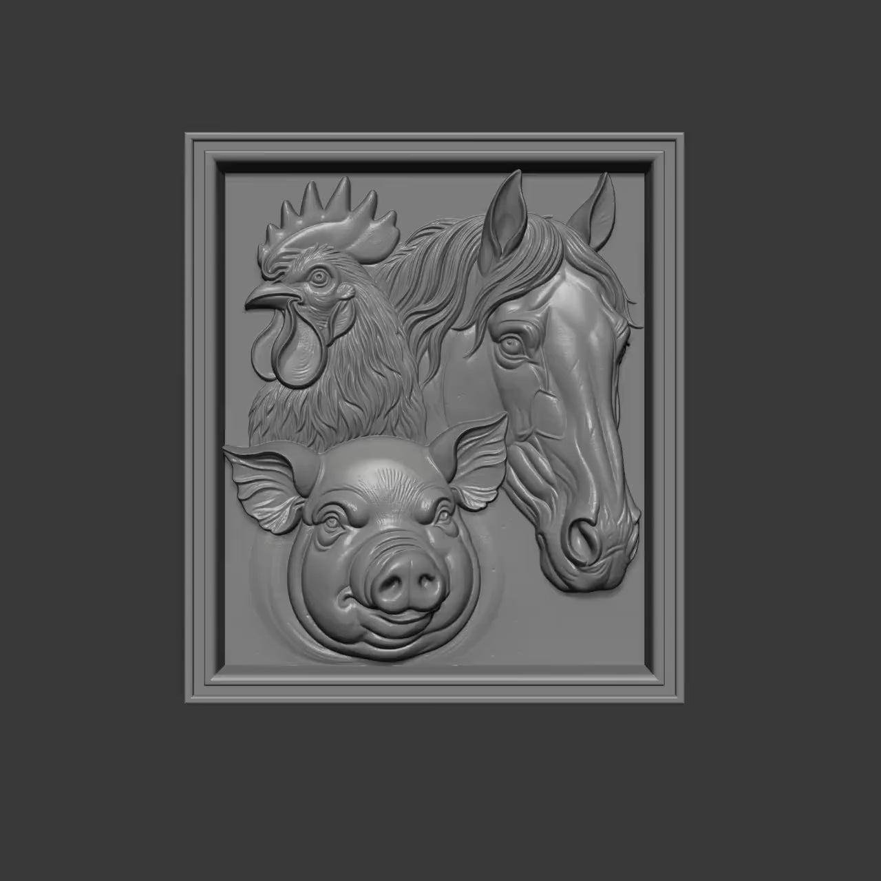 Farm Animals Relief STL | Rustic Farmhouse Wall Art | CNC & 3D Print | Digital Download