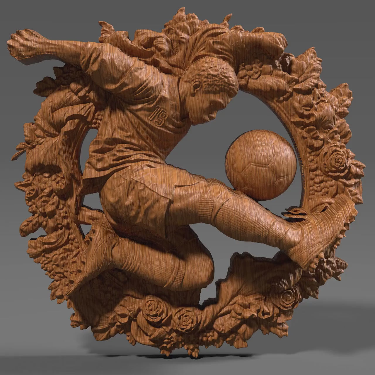 Soccer Player 3D Relief: CNC Wood Carving STL File (Digital Download)
