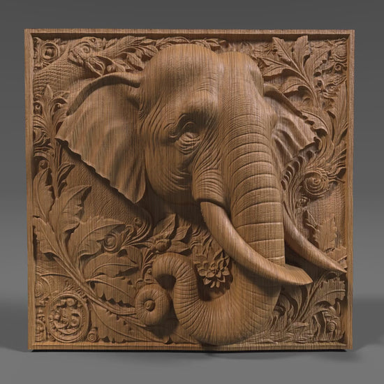Elephant 3D Relief Model: CNC Carving, Laser Engraving (STL File)