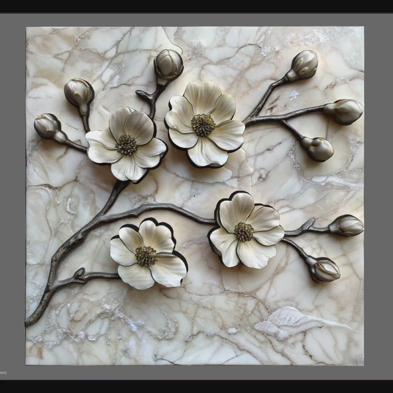 Cherry Blossom 3D STL File: Floral Wood Carving Panel (Digital Download)