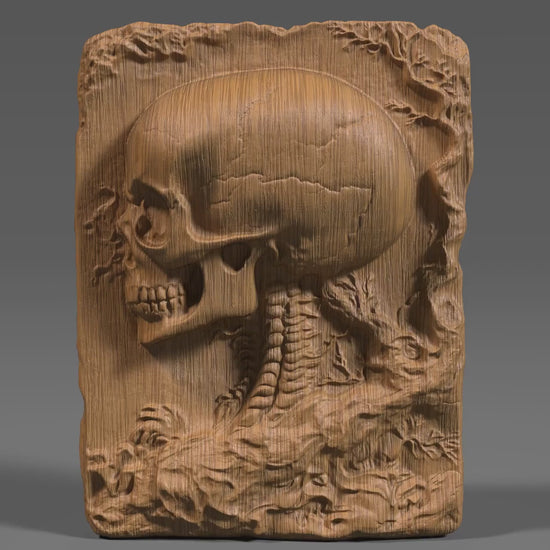 Skull Bas Relief STL File: Gothic CNC Wood Carving (Digital Download)