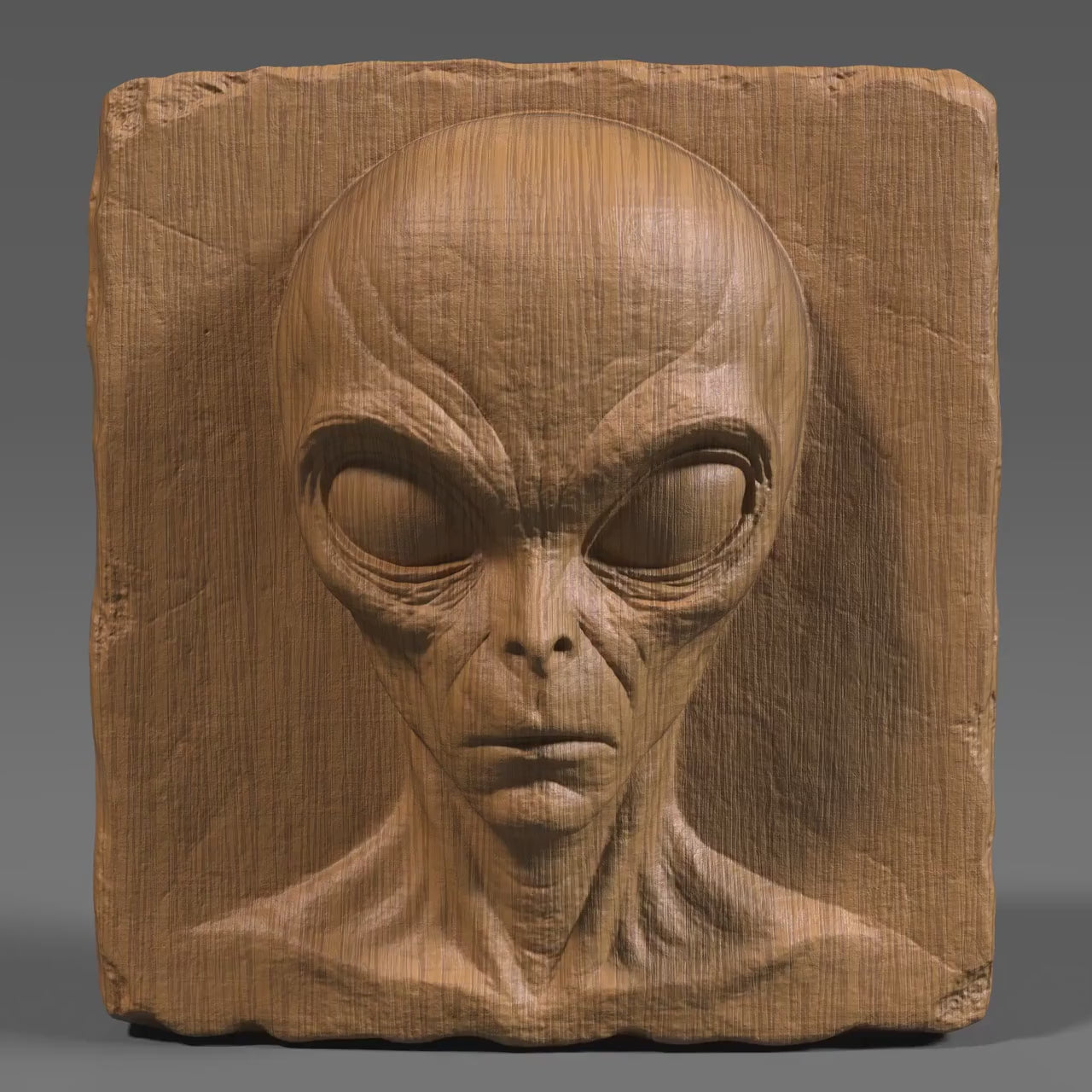 Alien Face Carving: 3D Model STL for CNC, Laser Engraving