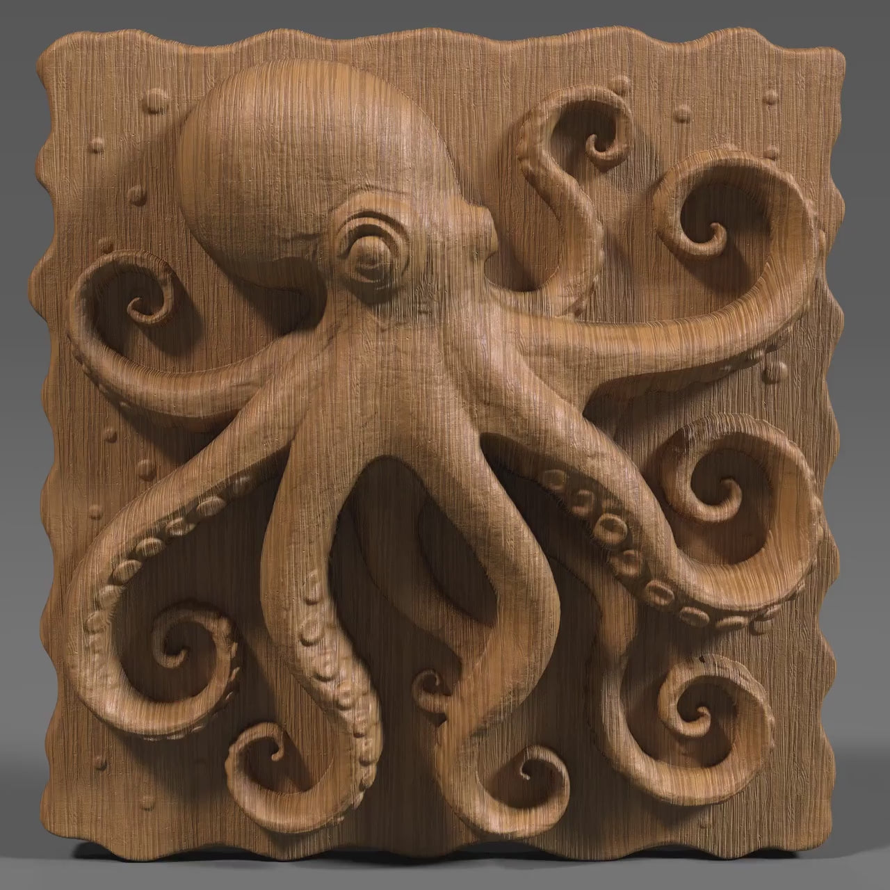 Octopus 3D Relief STL File: CNC Carving, Laser Engraving (Digital Decor File)