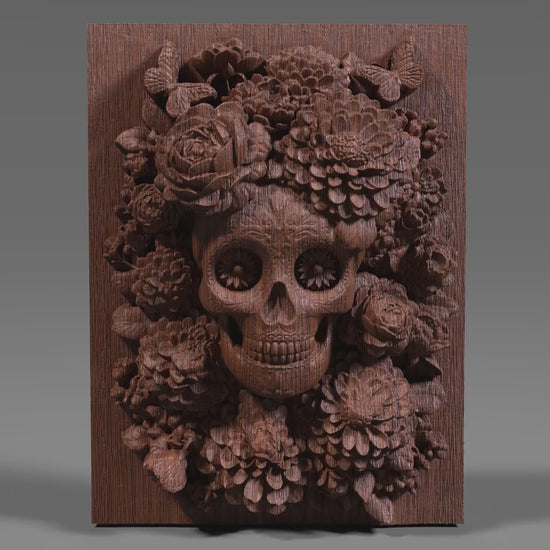 Sugar Skull Floral Relief STL File: Día de los Muertos CNC Art (Digital Download)
