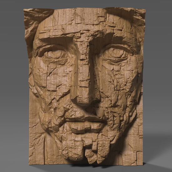 Jesus Face Relief: Rustic Wood Carving STL (Digital Download)