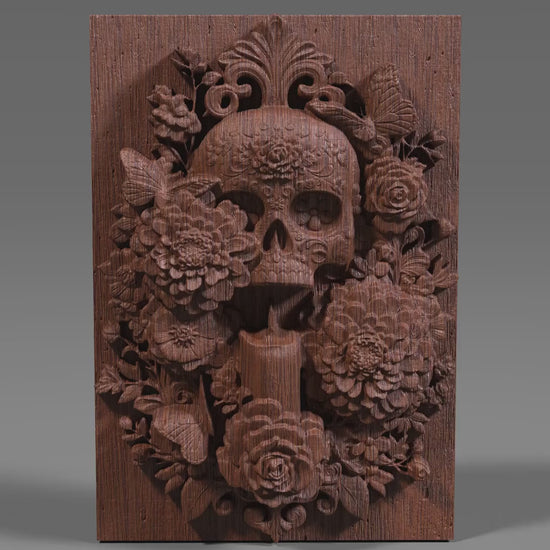 Sugar Skull Relief STL File: Día de los Muertos CNC Carving (Digital Download)