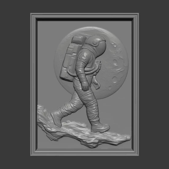 Astronaut Moon Walk 3D STL Relief Model | Space Exploration Wall Art (Digital Download)