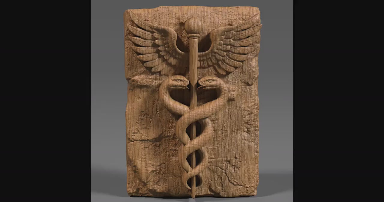 Caduceus 3D Model STL File: Medical Wall Art (Digital Download