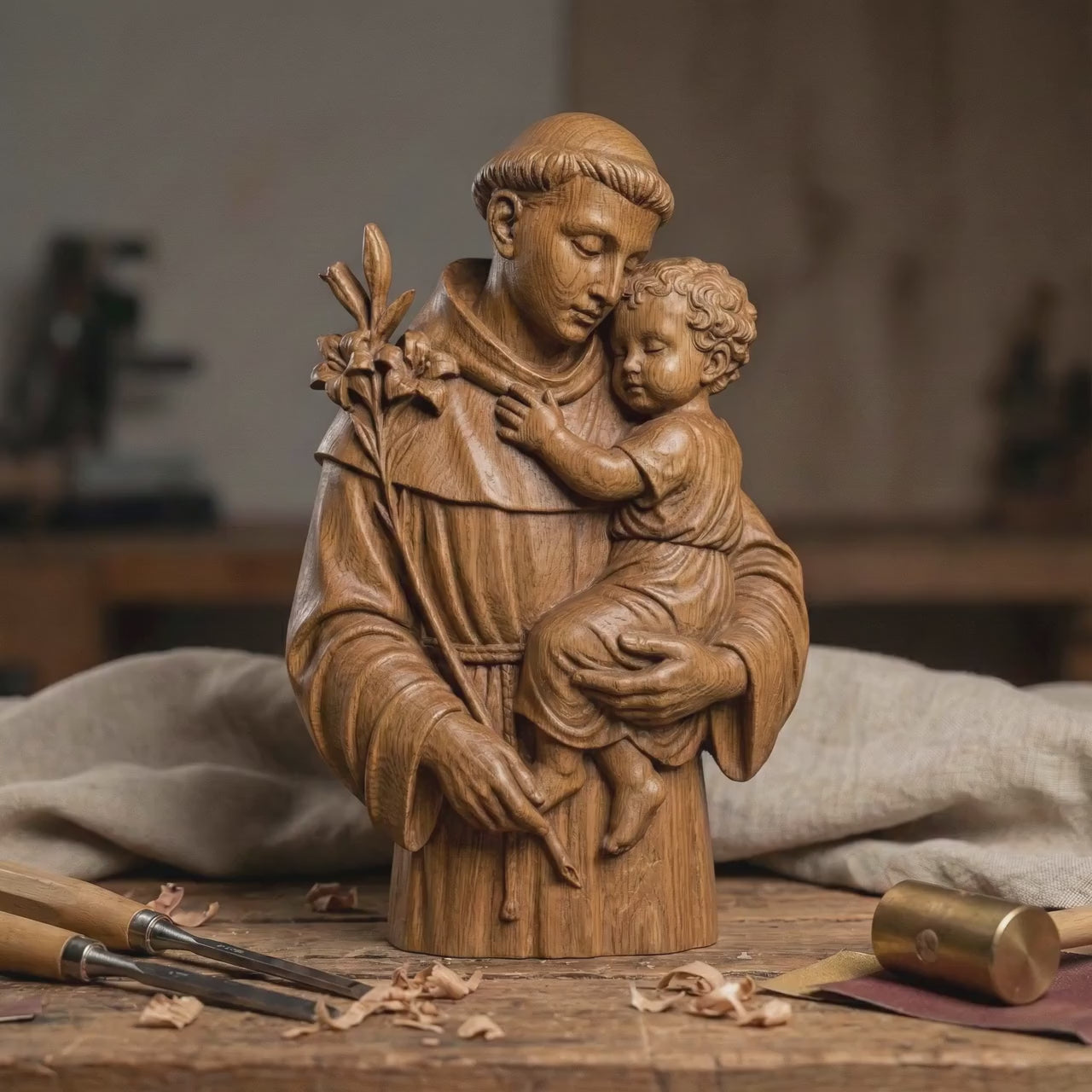 St. Anthony & Baby Jesus 3D Relief Model | CNC, Laser, 3D Print (Digital Download)