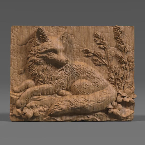 Fox Bas Relief STL: Woodland Animal Carving, CNC Laser 3D Print (Digital File