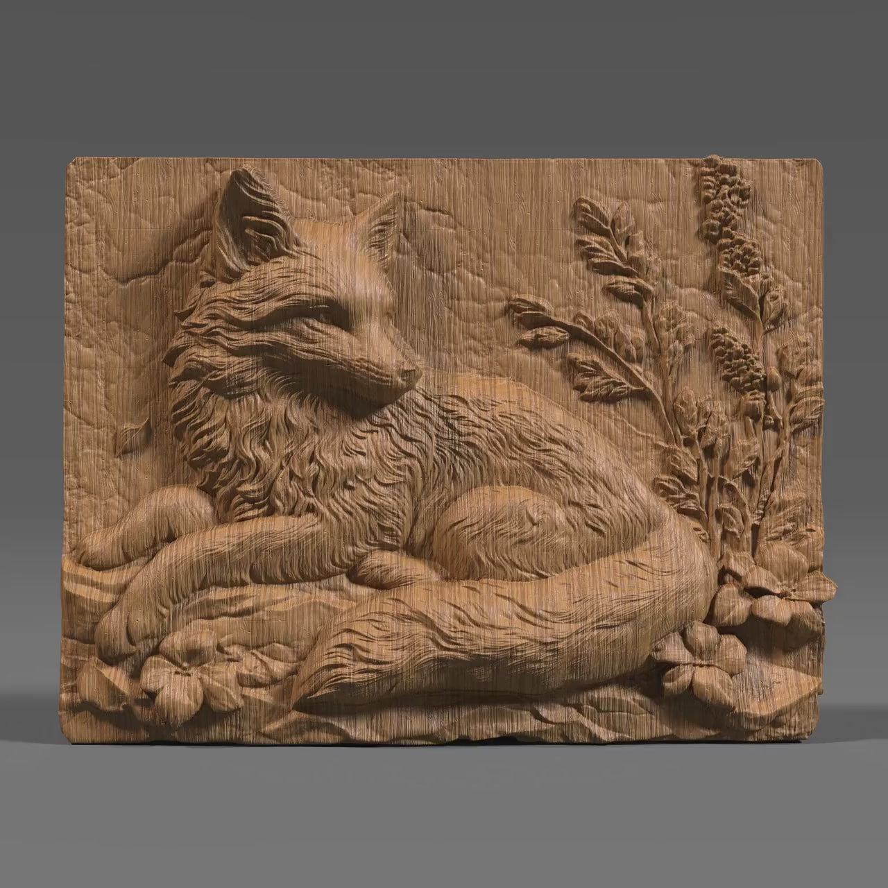 Fox Bas Relief STL: Woodland Animal Carving, CNC Laser 3D Print (Digital File