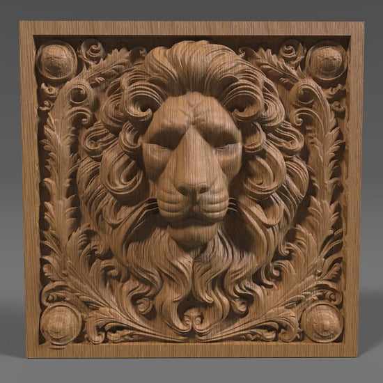 Lion Head 3D Relief Model: CNC Carving, Laser Engraving (STL File)