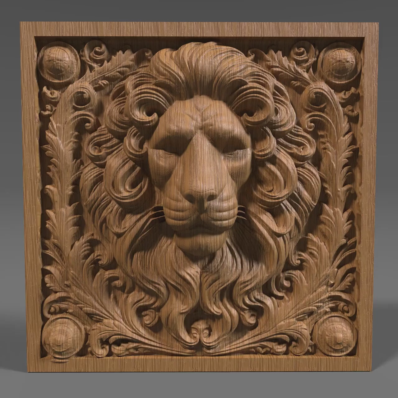Lion Head 3D Relief Model: CNC Carving, Laser Engraving (STL File)