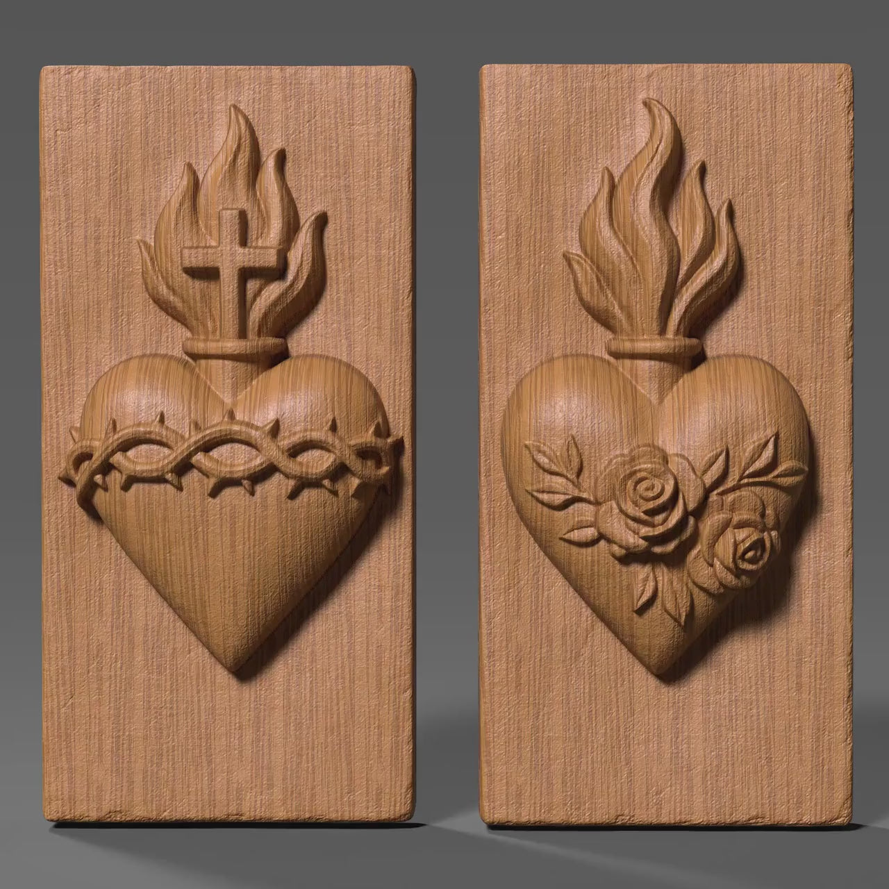 Sacred Heart 3D Relief STL | CNC Carving Template (Digital Download)