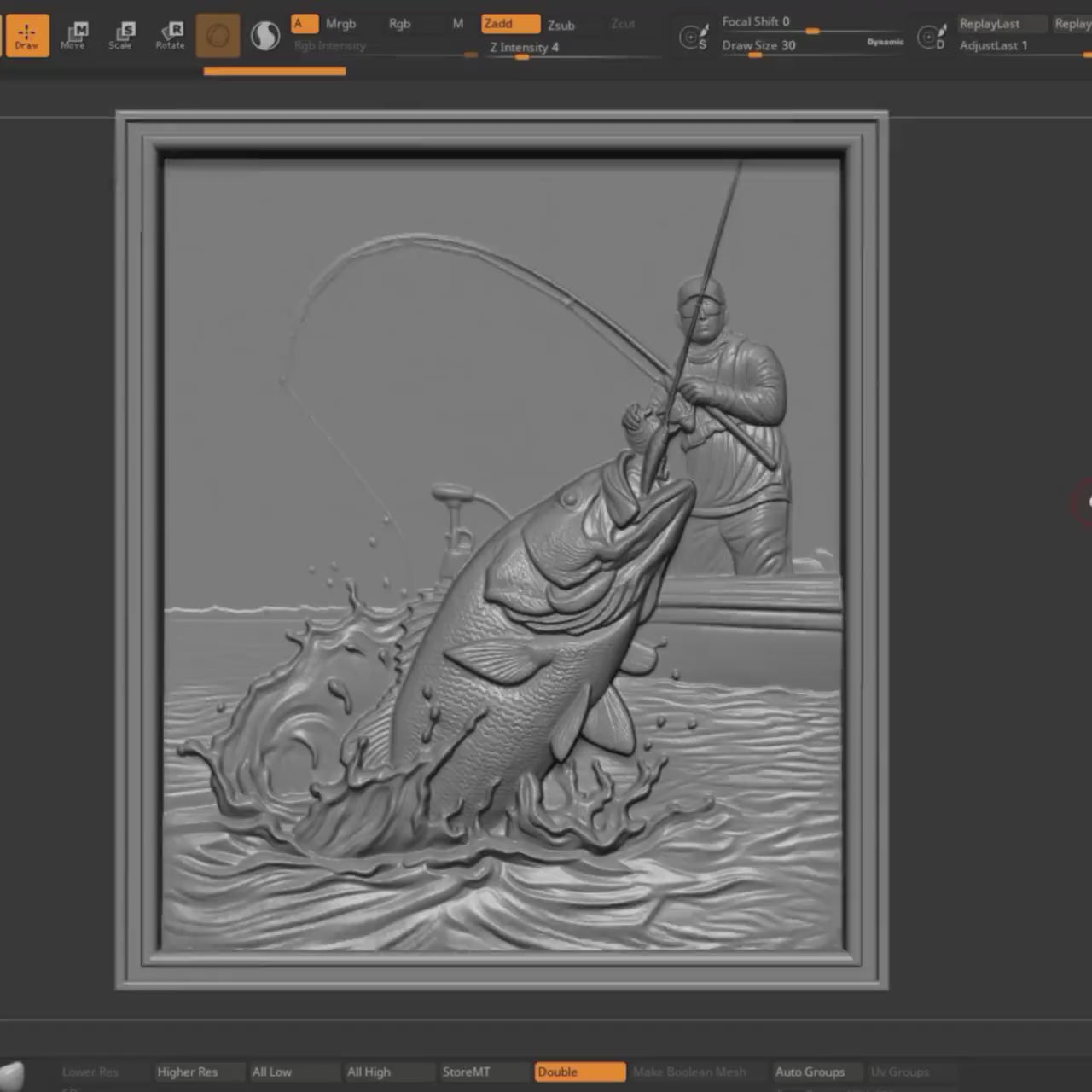 Bass Fishing Relief STL | Angler Trophy, CNC 3D Model (Digital Download)