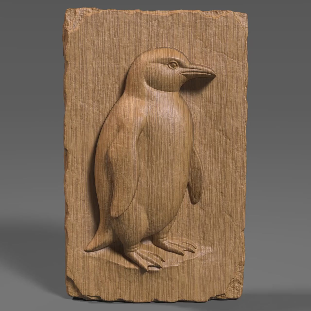 Penguin 3D Relief Model: CNC Carving, Laser Engraving (Digital STL File)