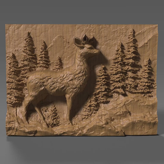 Majestic Deer 3D Carving: Rustic Cabin Wall Art (Digital Download STL File))