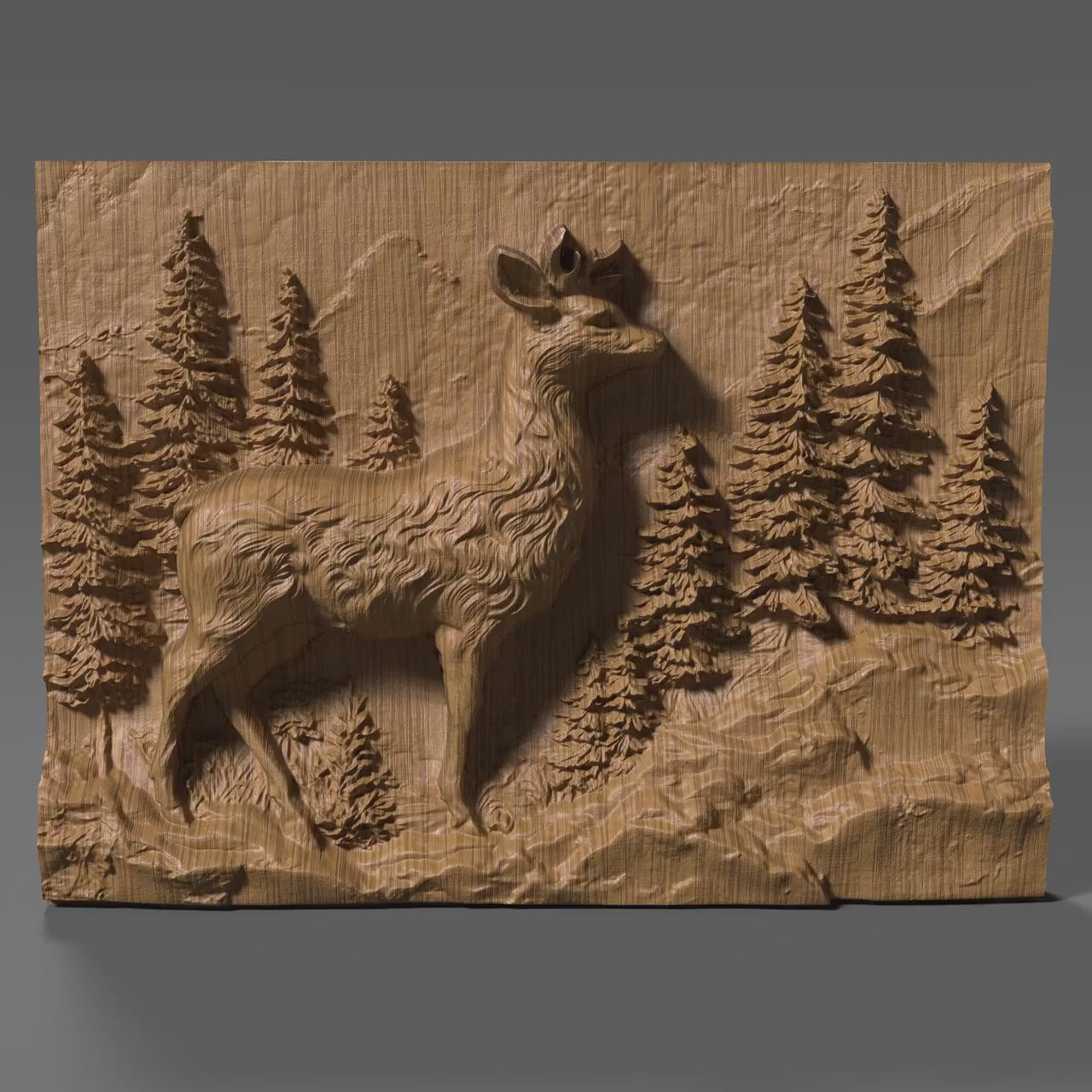 Majestic Deer 3D Carving: Rustic Cabin Wall Art (Digital Download STL File))