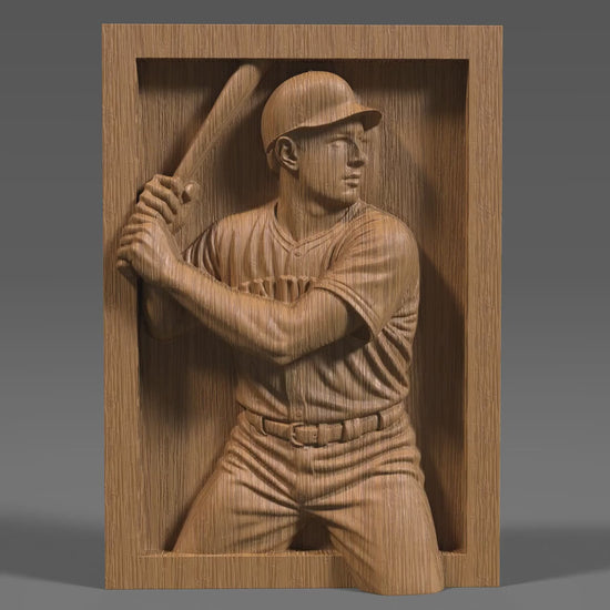 San Diego Baseball Player 3D Relief STL File: CNC Wood Carving (Digital Download)