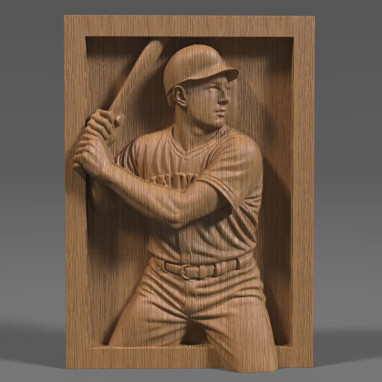 San Diego Baseball Player 3D Relief STL File: CNC Wood Carving (Digital Download)