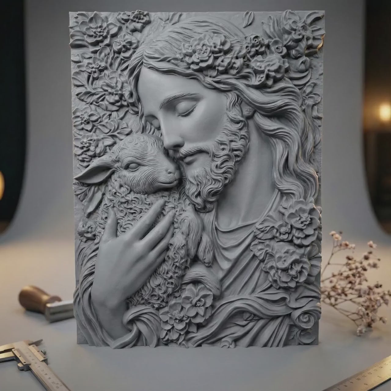 Jesus the Good Shepherd Resin Wall Art, Christian Religious Decor Gift, Made to Order