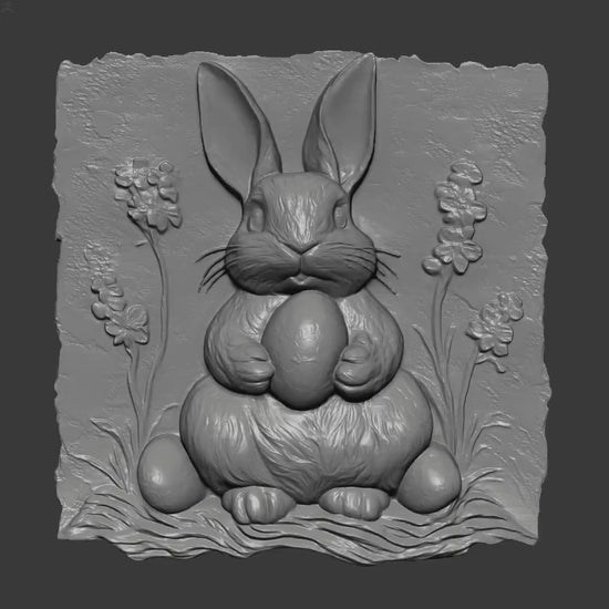 Easter Bunny 3D Relief STL| Spring Wall Art, CNC Carving (Digital Download)