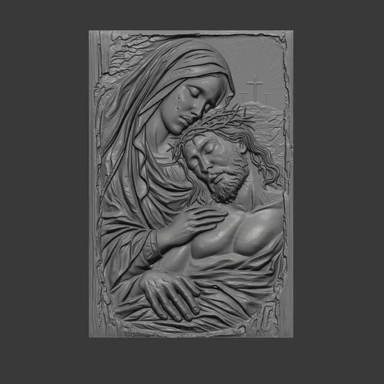 Pieta Virgin Mary Jesus Bas Relief Model | Christian Wall Art (Digital Download)
