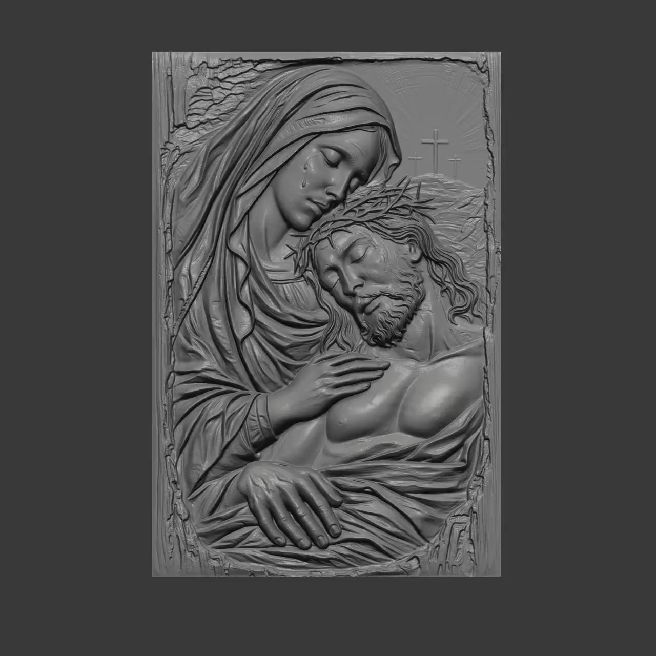 Pieta Virgin Mary Jesus Bas Relief Model | Christian Wall Art (Digital Download)
