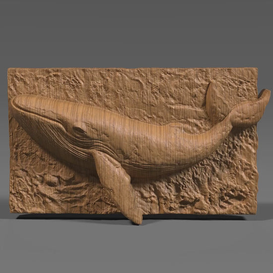 Whale Bas Relief 3D Model: CNC, Laser Engraving, 3D Print (STL + Depth Map)