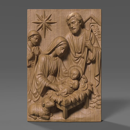 Nativity Scene Holy Family Bas Relief | CNC STL 3D Model (Digital Download)