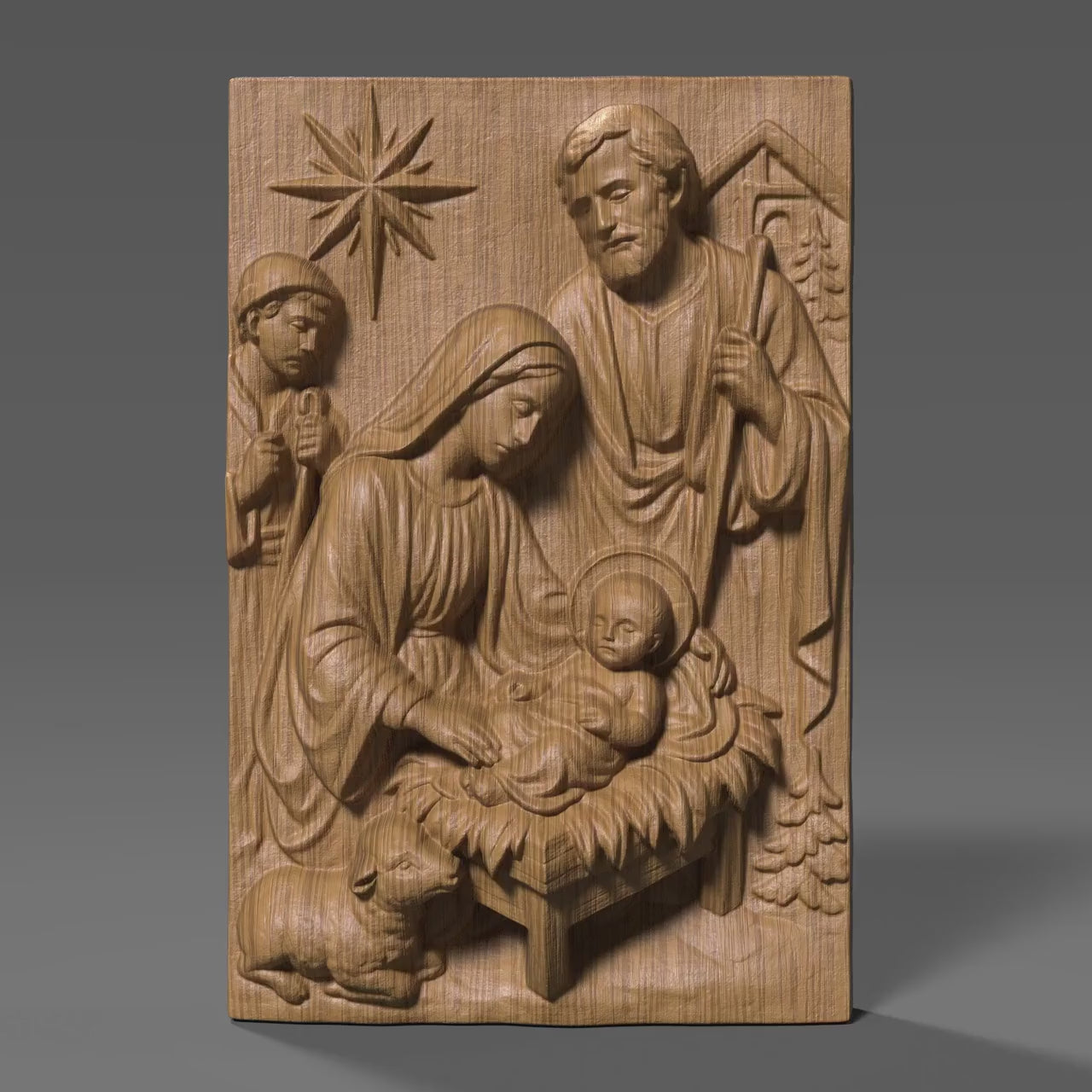 Nativity Scene Holy Family Bas Relief | CNC STL 3D Model (Digital Download)