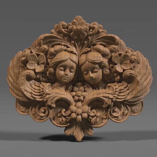 Gemini Twin Angels 3D Relief | CNC, Laser, 3D Printing (Digital Download)