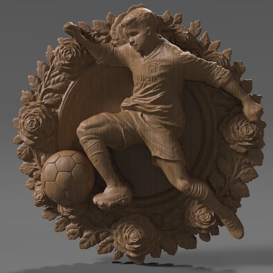 Soccer Player 3D Relief: CNC Wood Carving STL File (Digital Download)